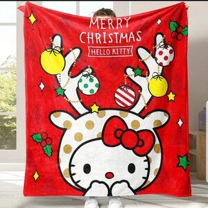 Sanrio Hello Kitty Christmas Holiday Reindeer Red Soft Throw 60x80